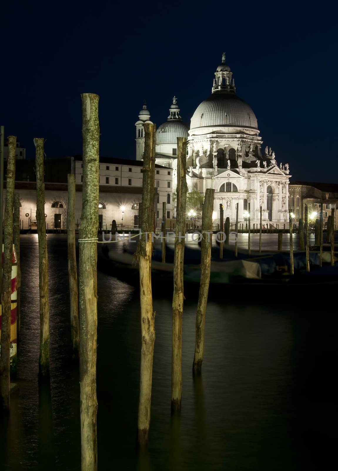 Santa Maria della Salute at night in Venice, Italy