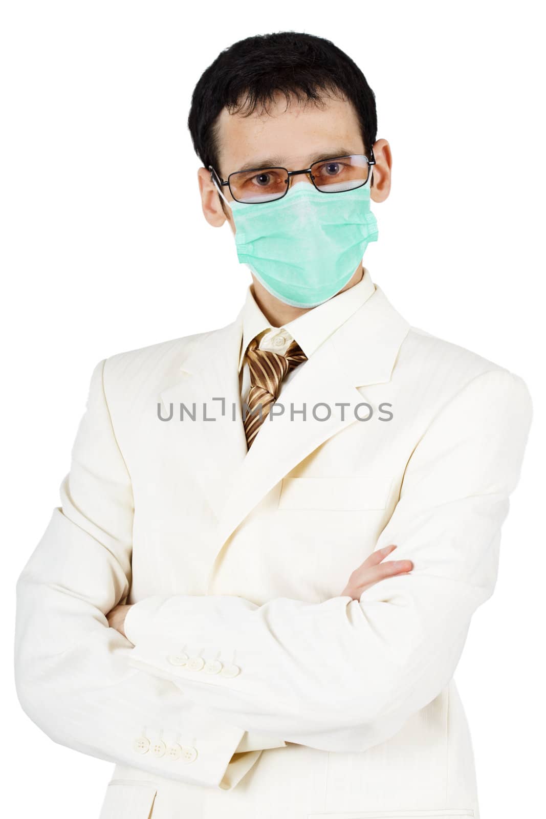 Portrait of businessman in medical mask by pzaxe