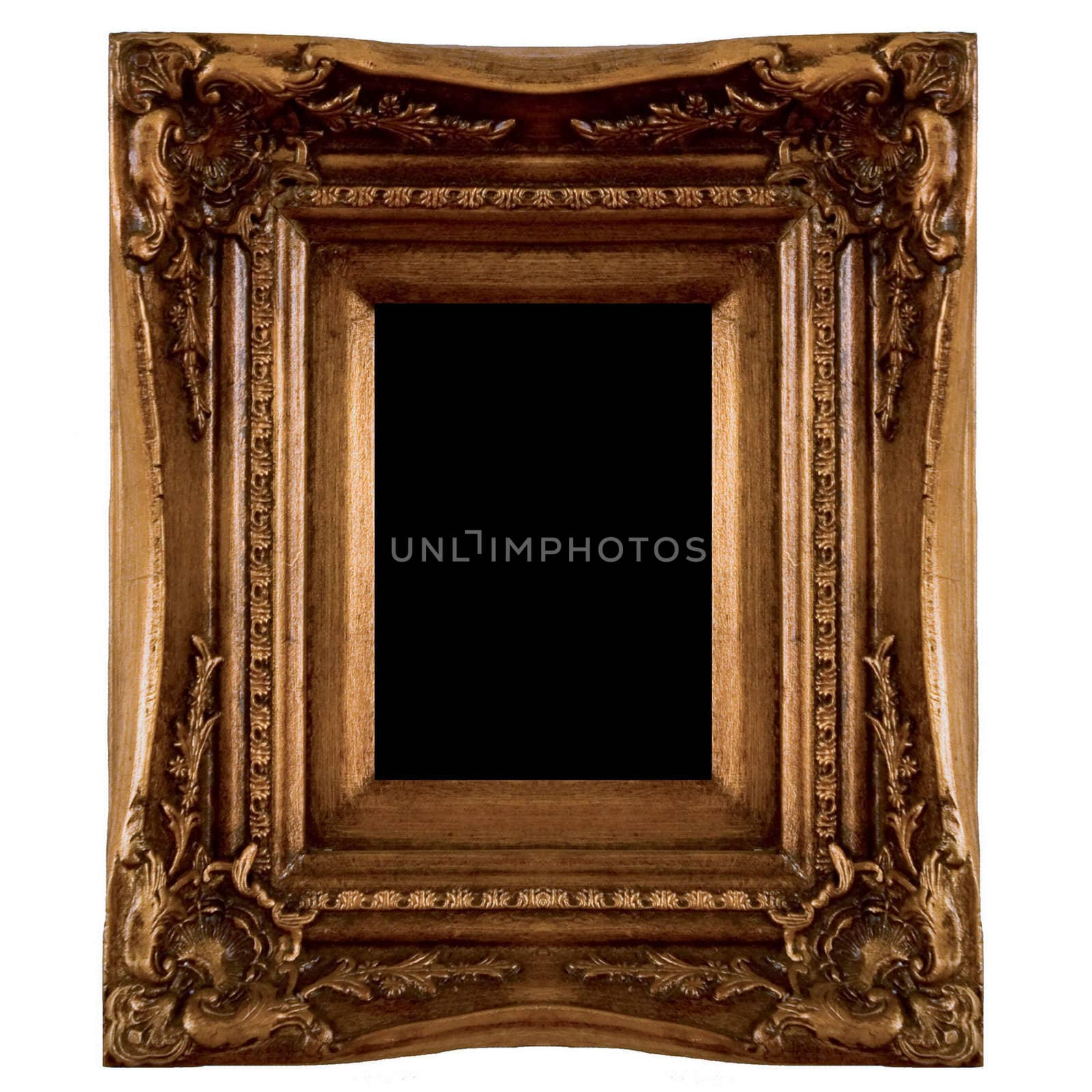 A large wooden frame - dark wood on white background