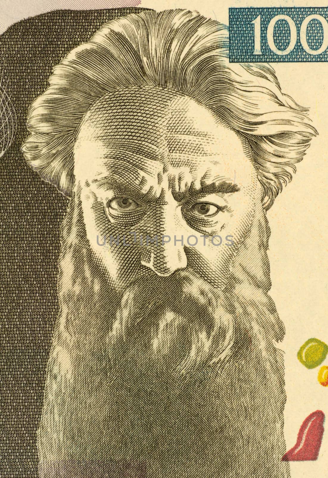 Rihard Jakopic (1869-1943) on 10 Tolarjev 2003 Banknote from Slovenia. Slovenian painter. Together with Ivan Grohar, Matija Jama and Matej Sternen he is considered the pioneer of Slovenian impressionist painting.