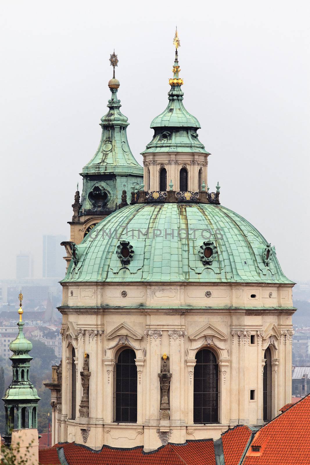 Saint Nicholas church in Prague in winter