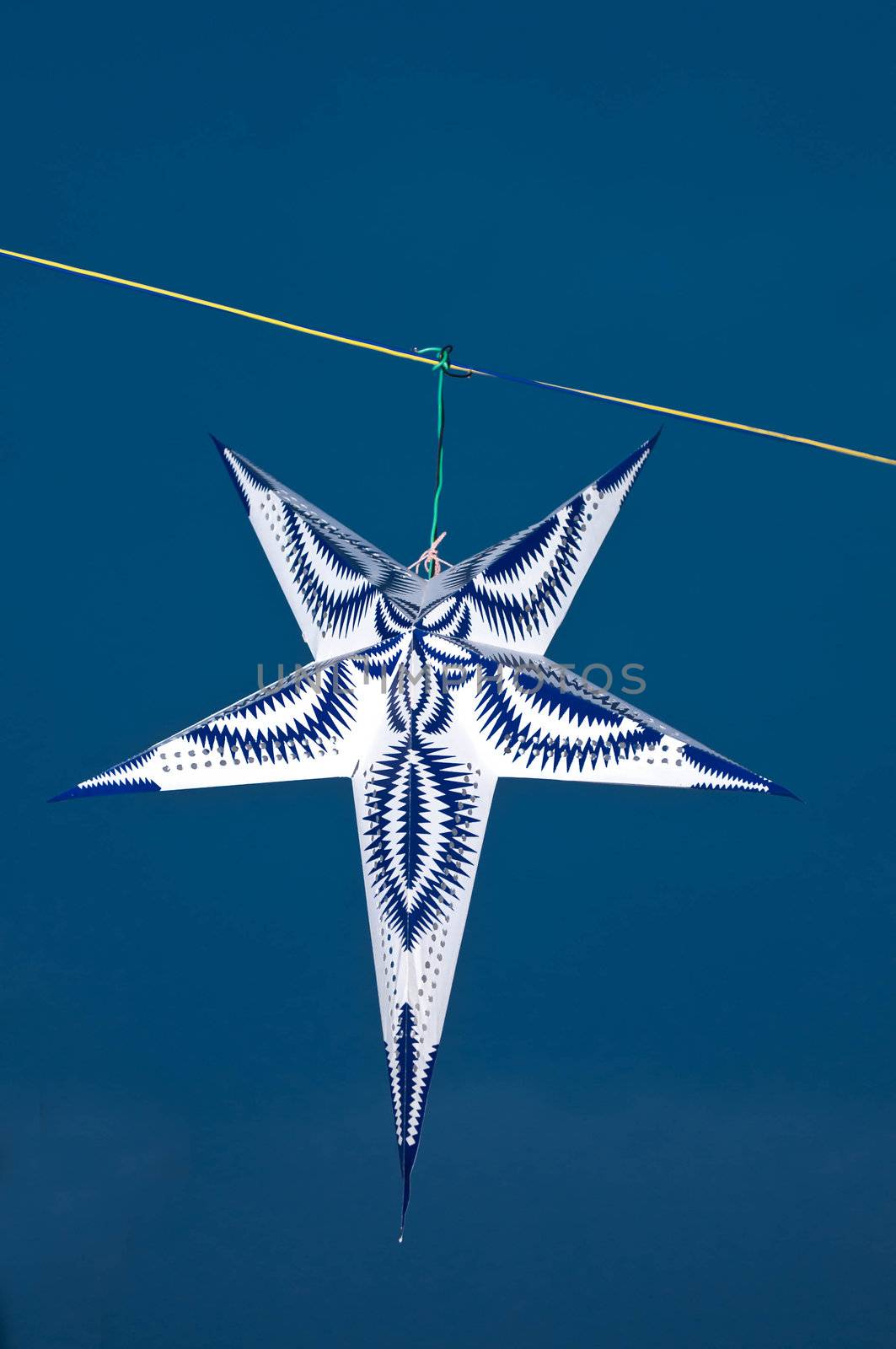 A star fully lit during the christmas season