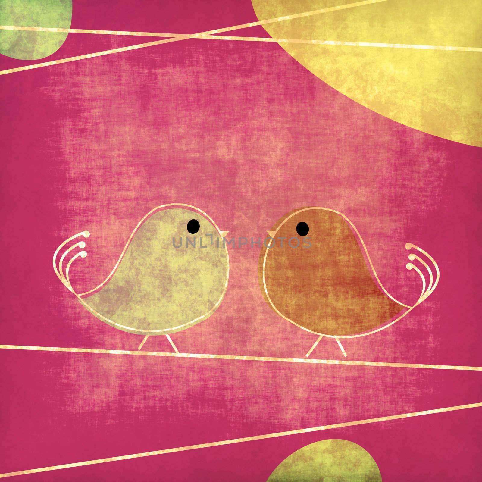 Tweet birds grunge background illustration