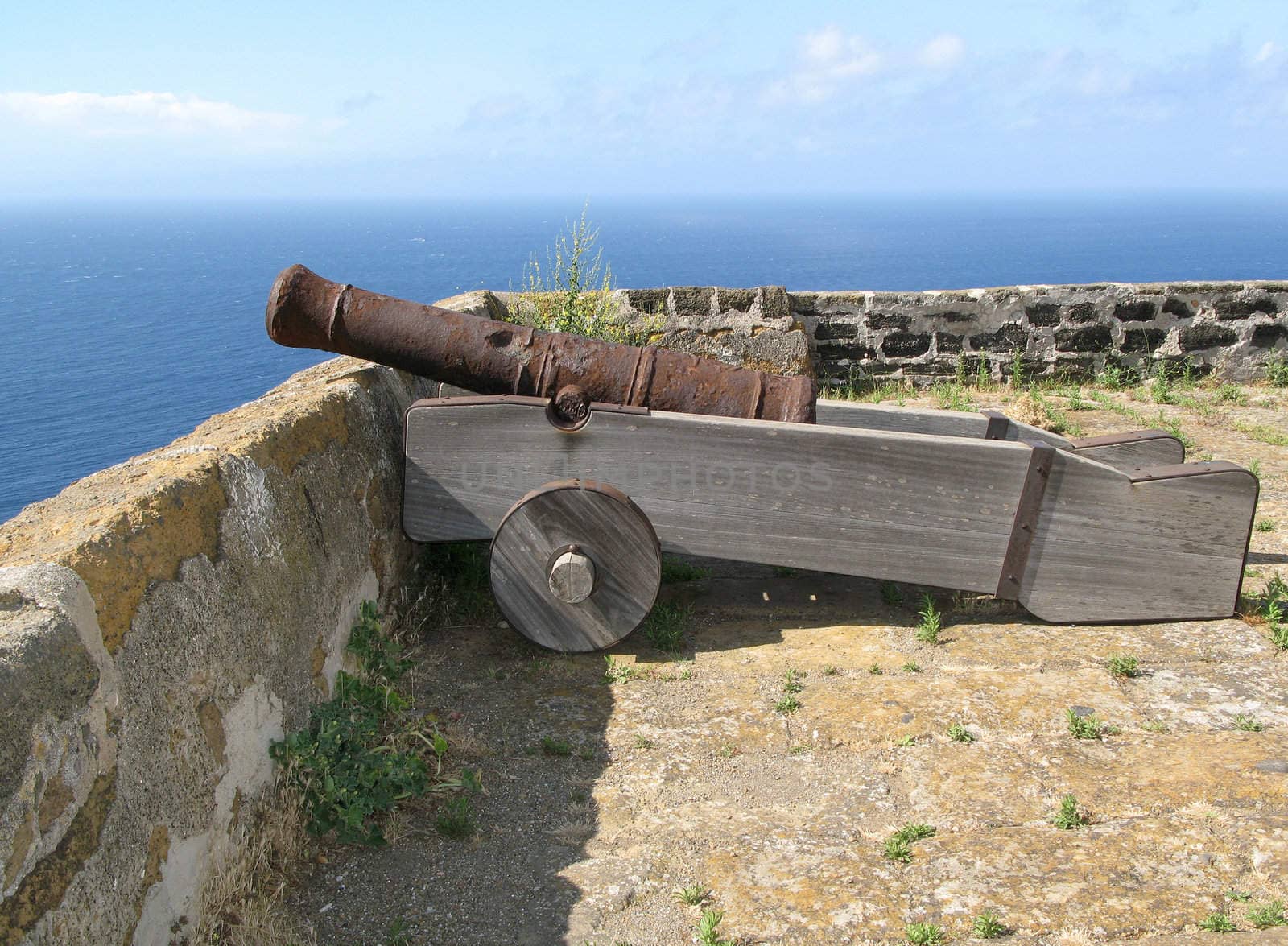 Antique cannon on a fortress.