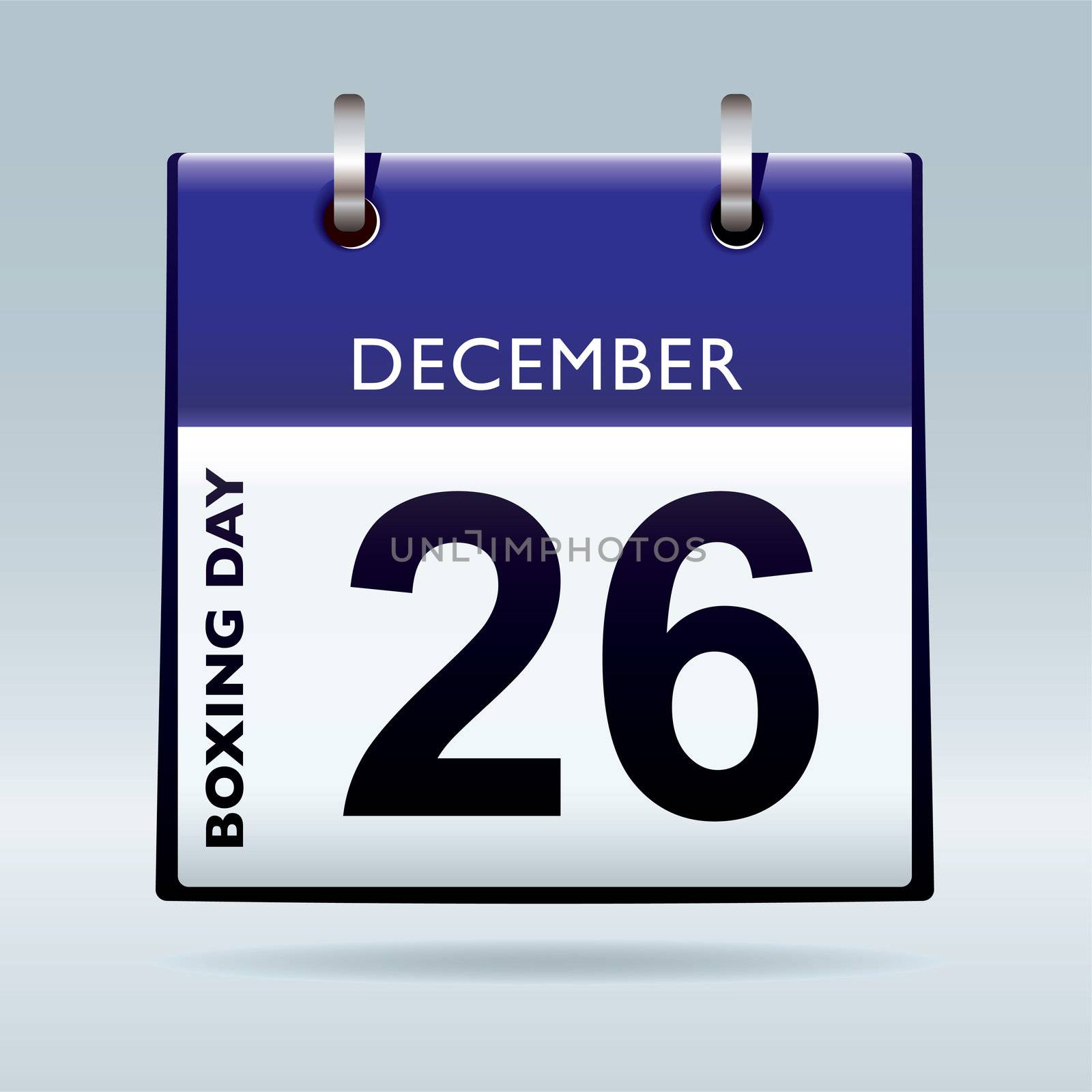 Simple blue and white boxing day calendar icon