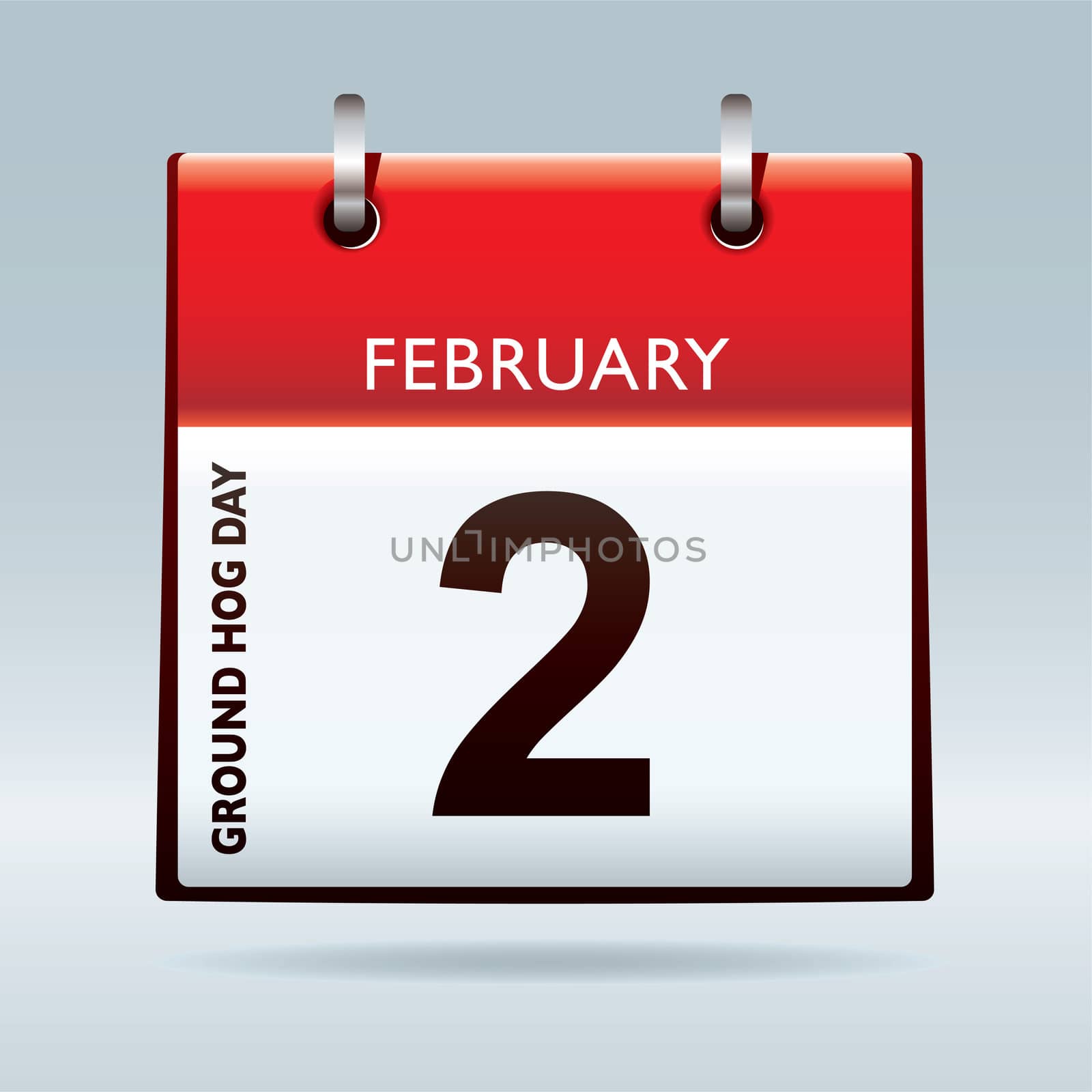 Red calendar top icon with ground hog day on february 2nd