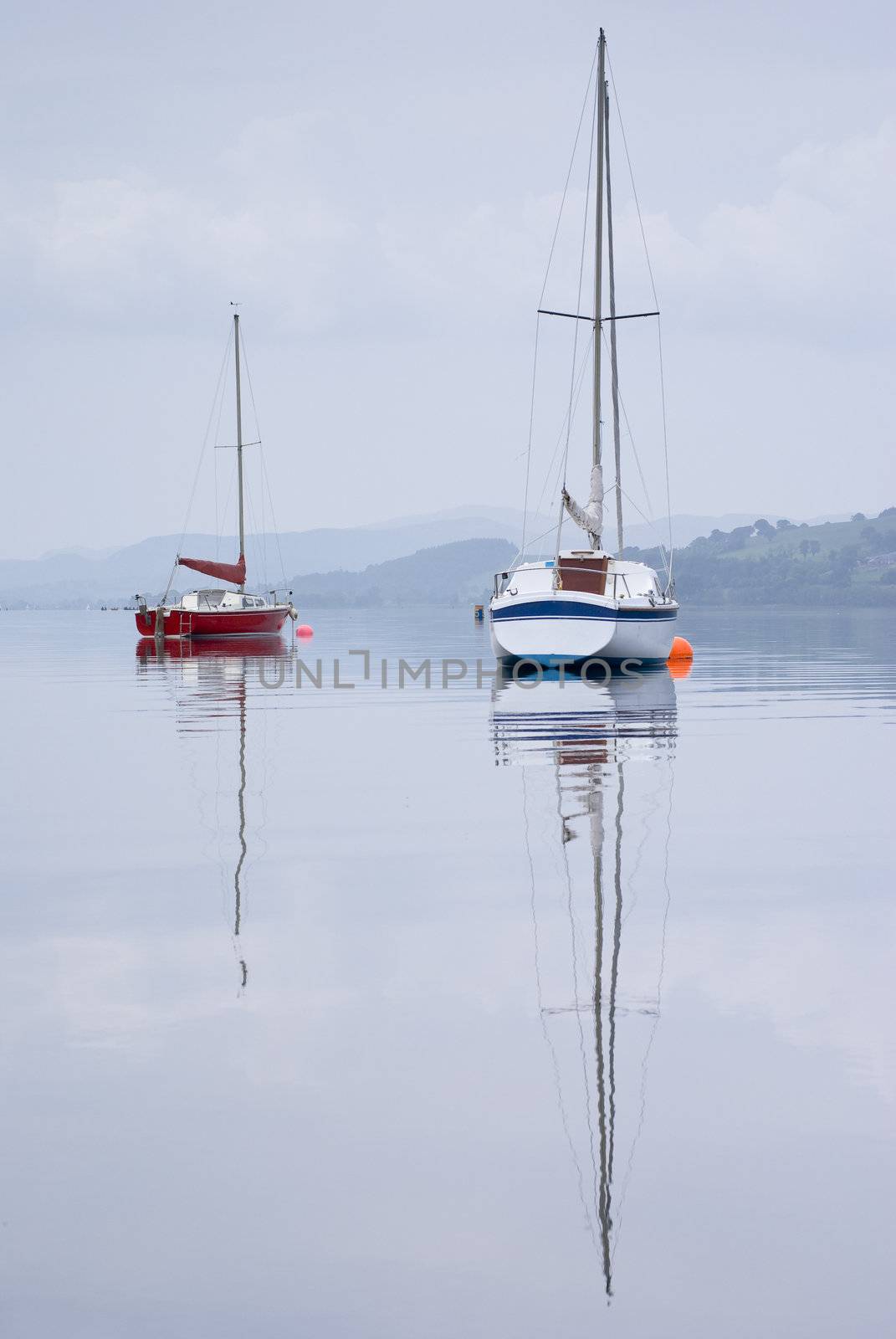 Sailing boat on Llyn Tegid (Bala Lake) Wales