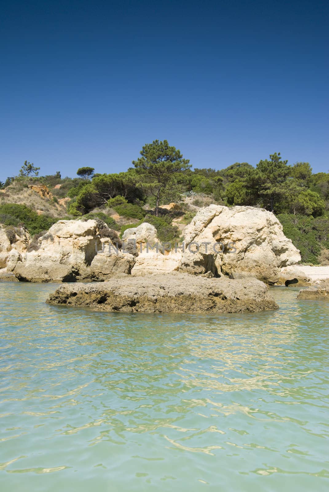 Oura Beach & cliffs in Albufeira, Portugal - portrait orientation
