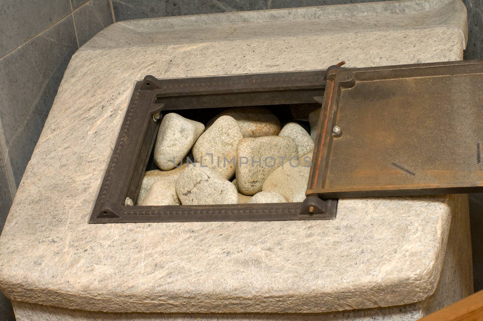 Stones for opening the door of bath furnace.