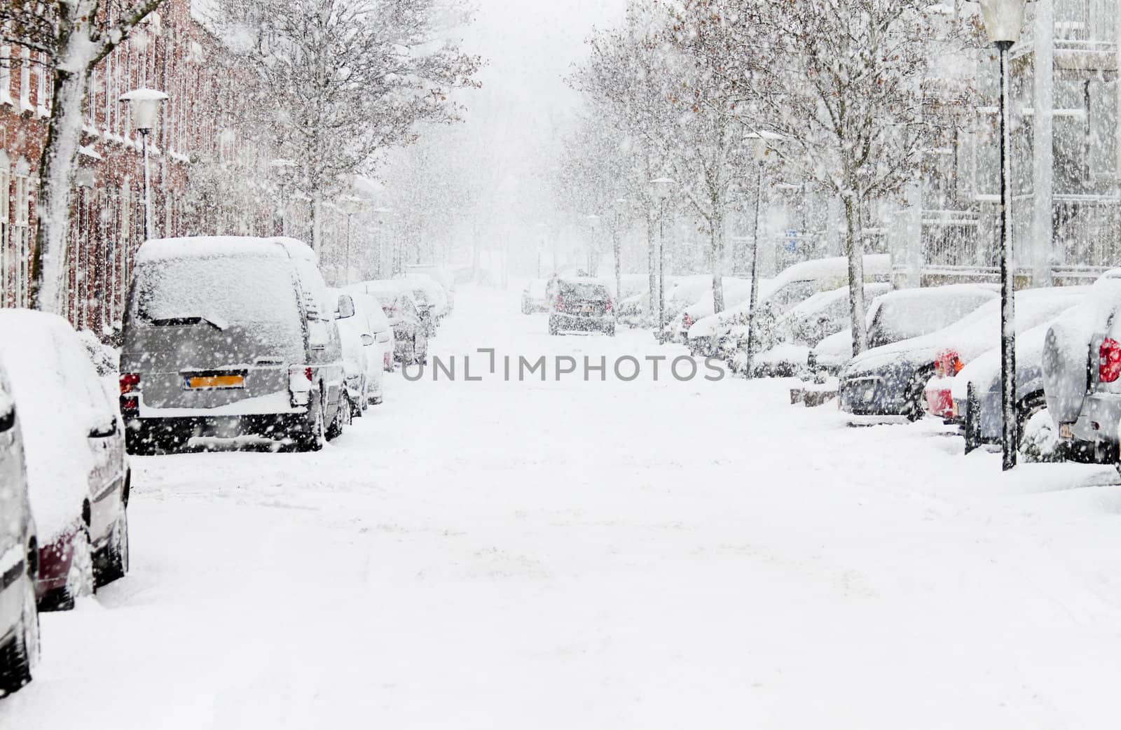 Snow in the city - Snowstorm streetview by Colette