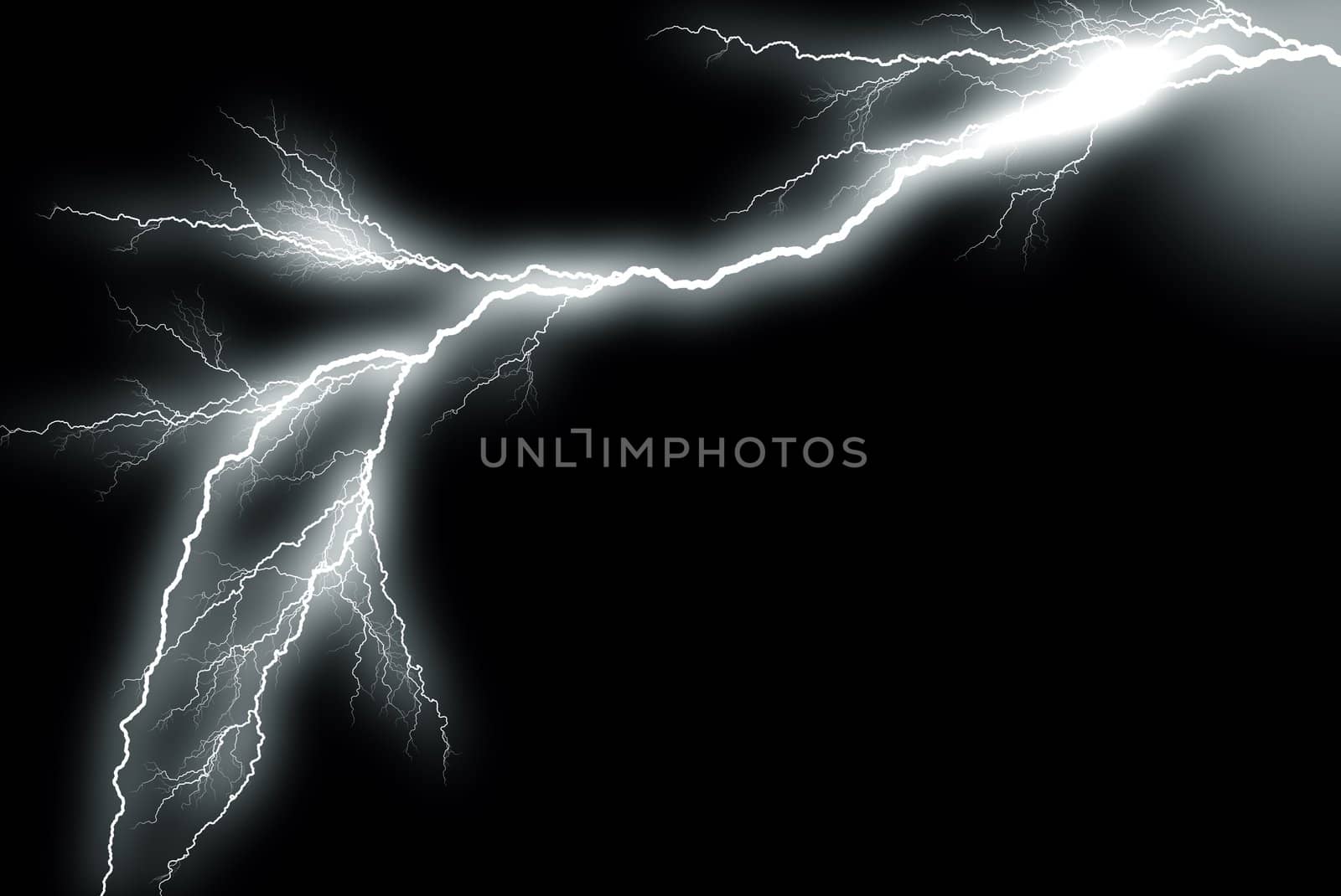 Grayscaled picture of a lightning bolt on a black background