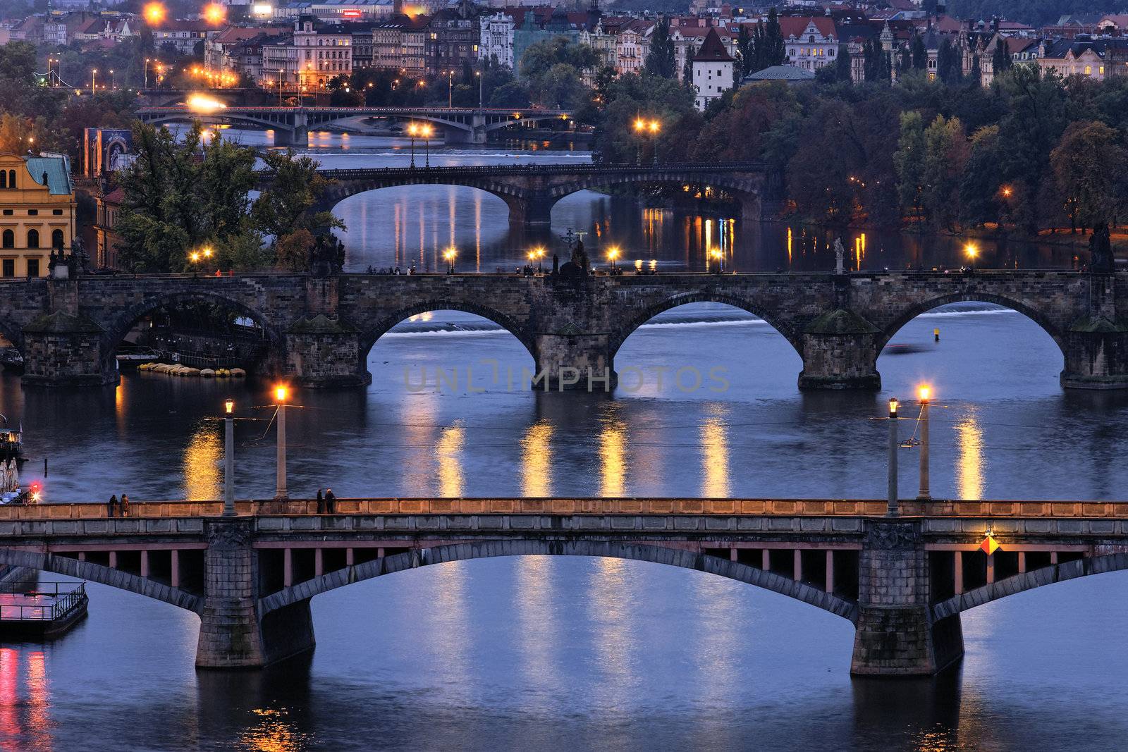 Charles bridge at night. Prague, Czesh republic. 
