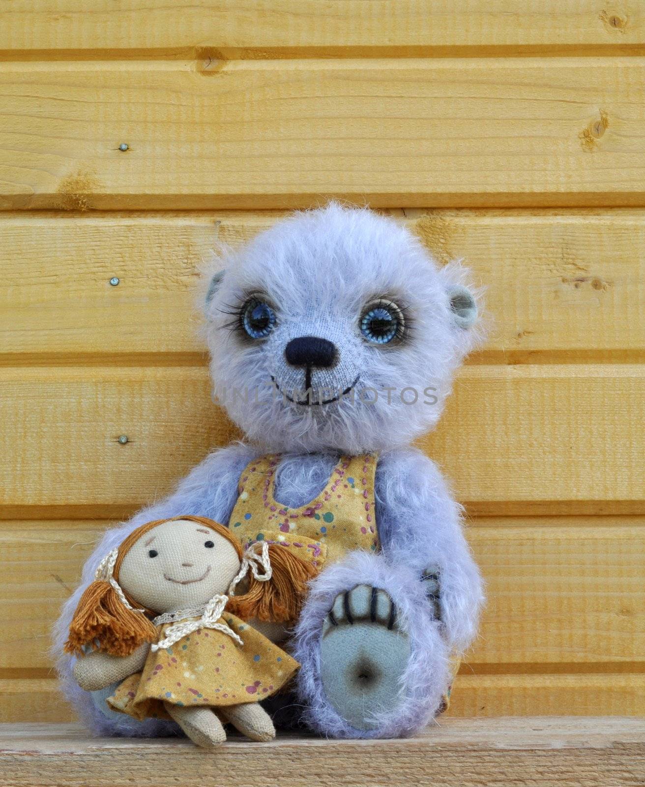 Teddy bear Chupa with girlfriend. Handmade, the sewed toy