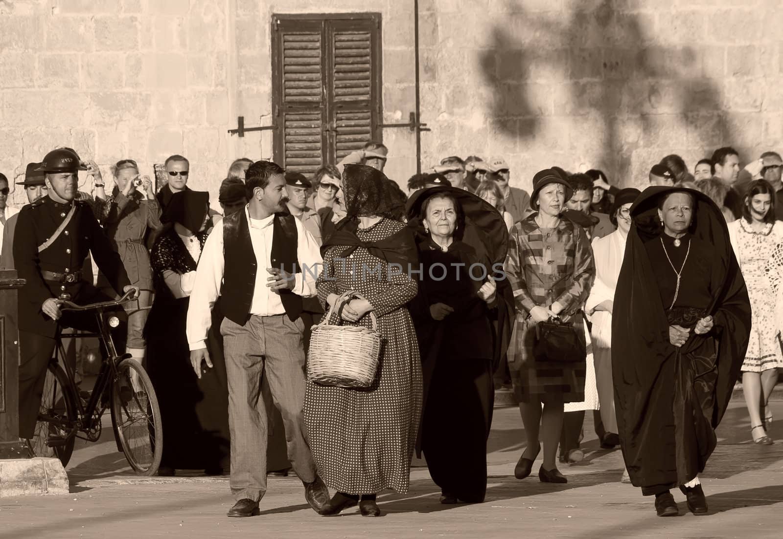 Reenactment of scenes from the streets of Malta during WWII