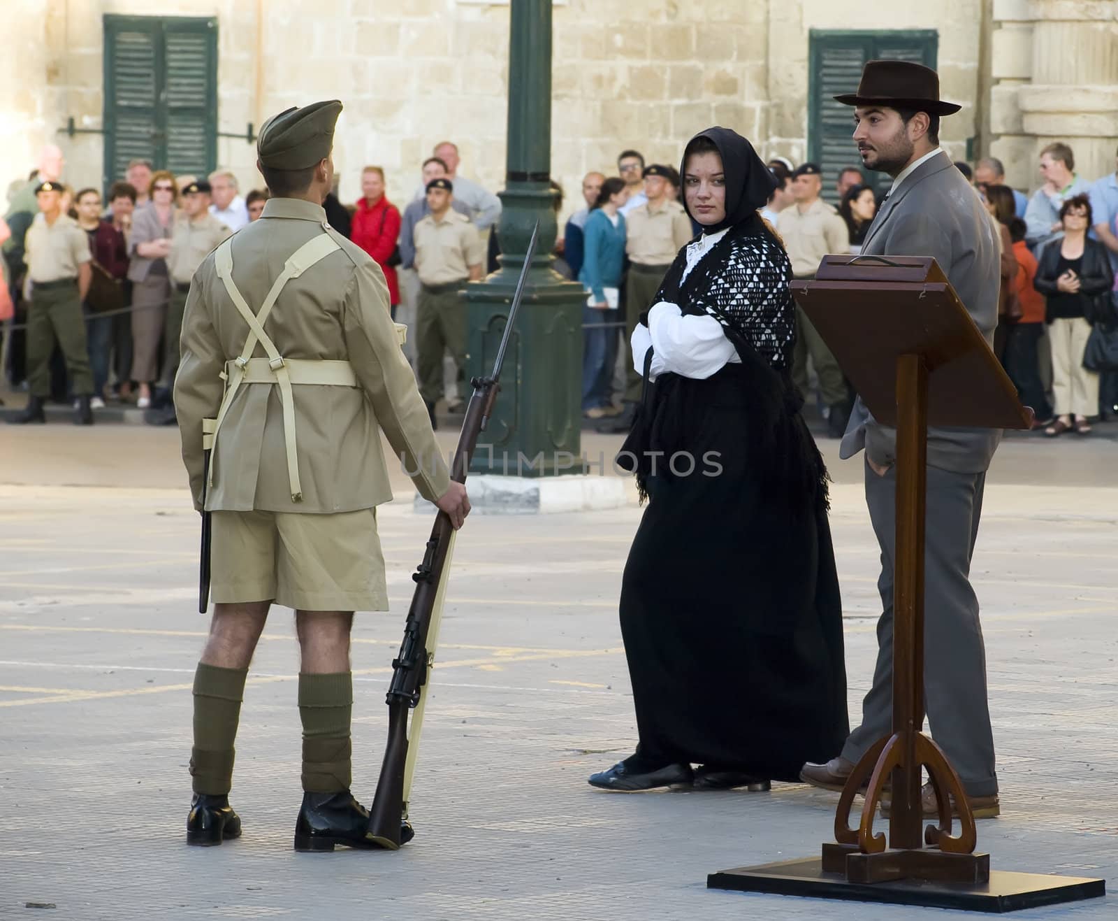 Reenactment of scenes from the streets of Malta during WWII