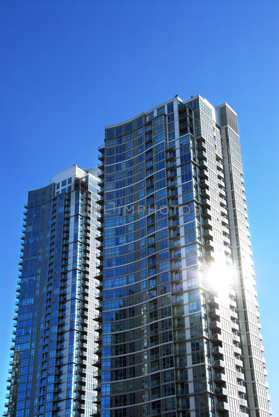 Highrise buildings of a modern condominium complex