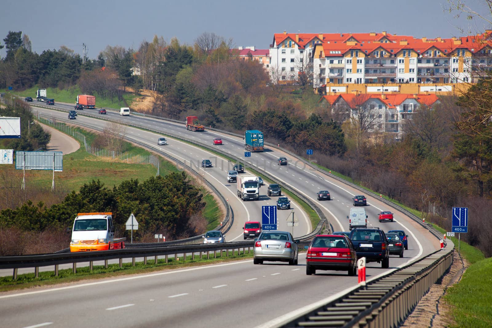 Aerial view of rush hour traffic on the motorway
