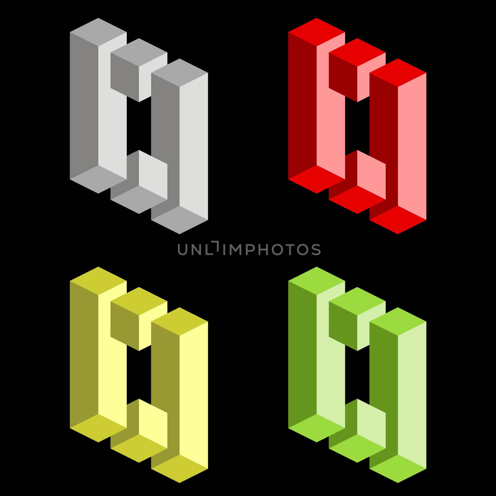 Optical illusion, colorful blocks