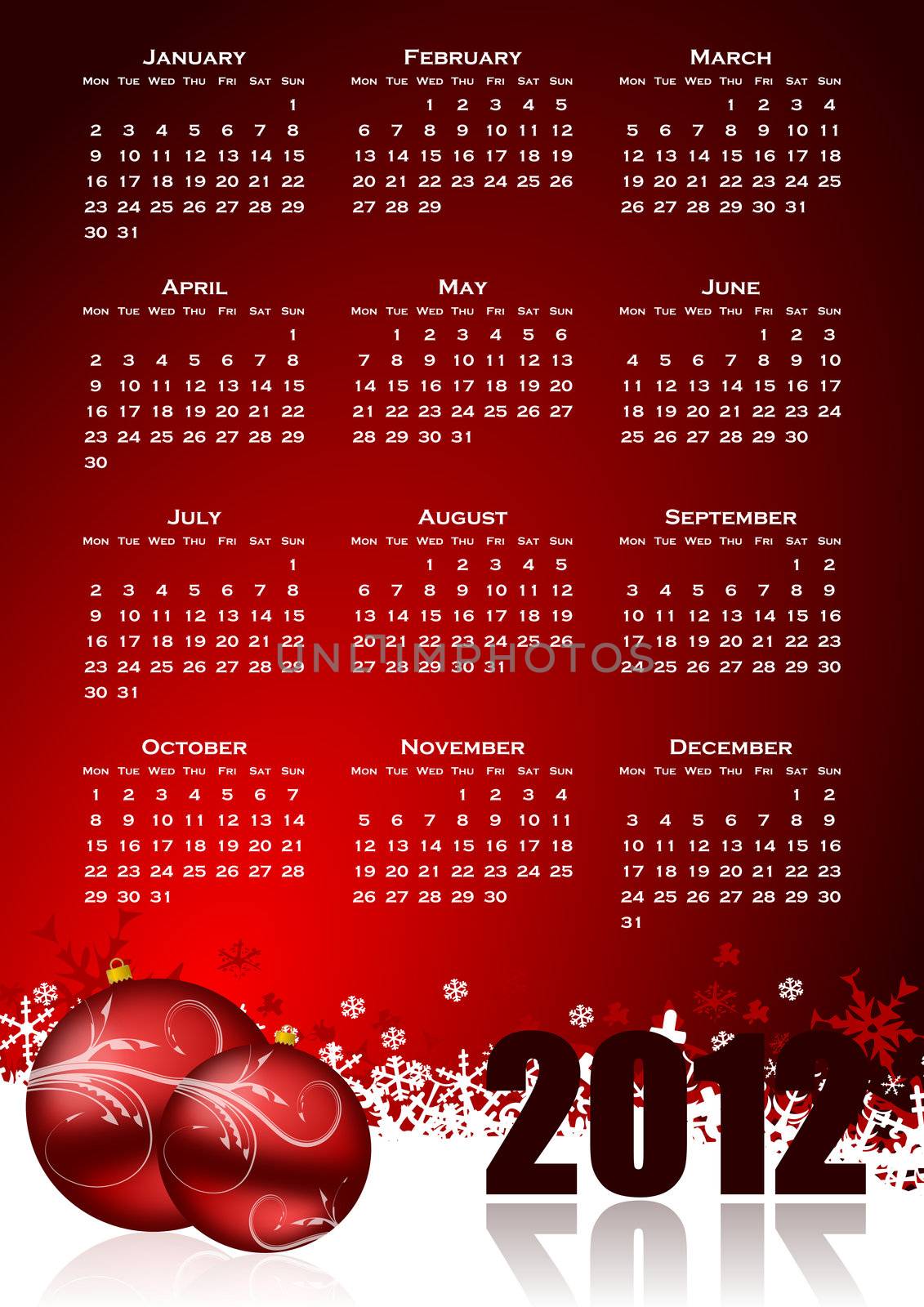 calendar for 2012 year by alexwhite