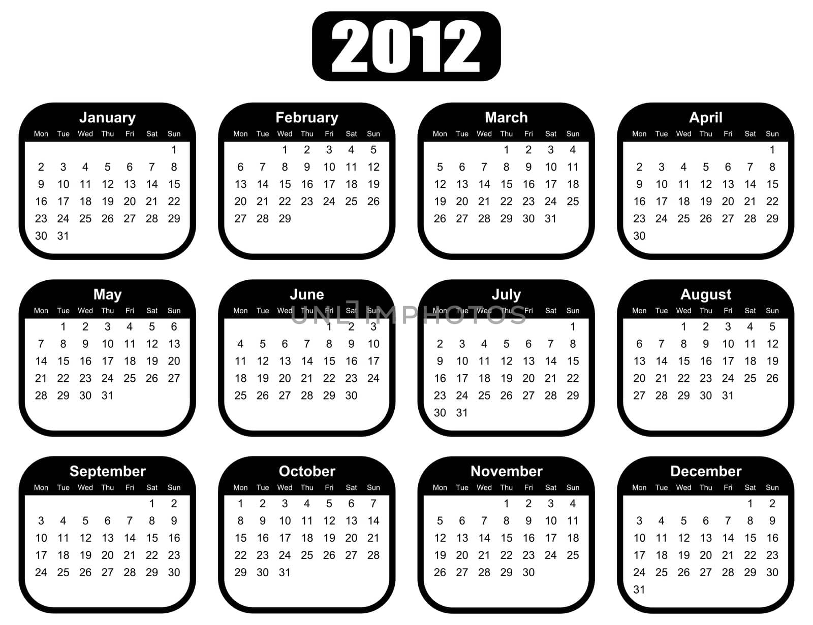 calendar for 2012 year by alexwhite