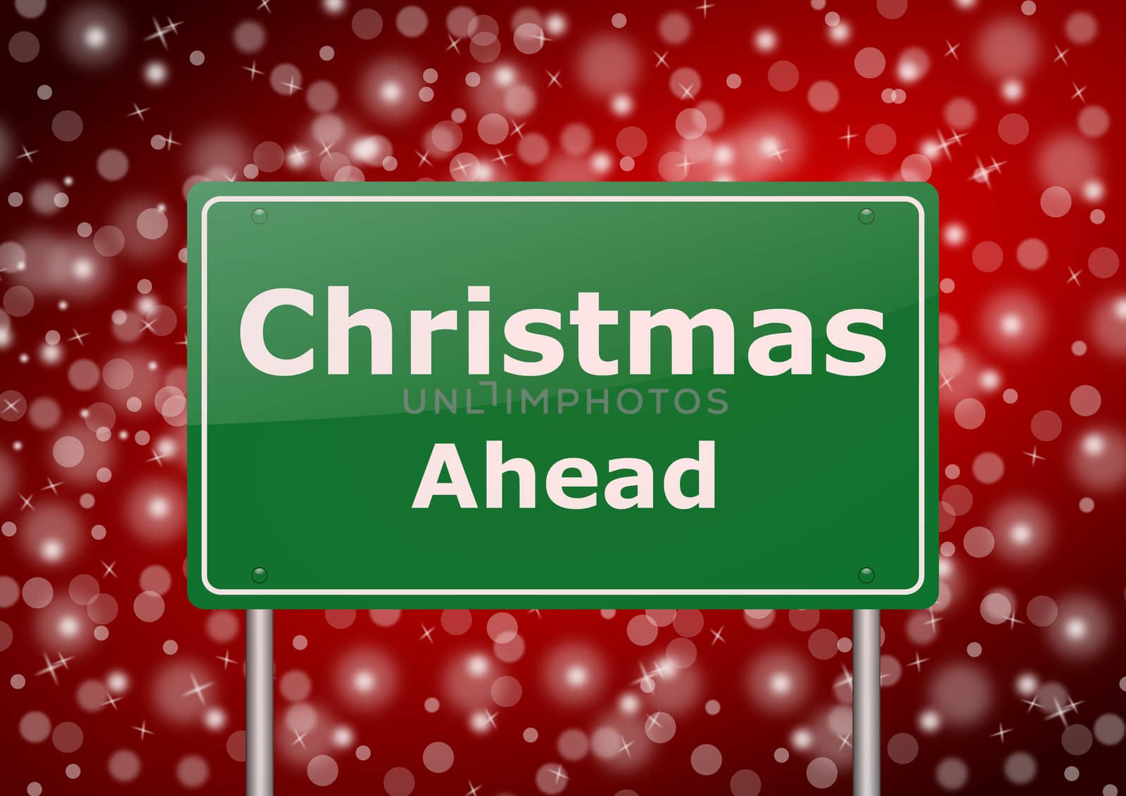 christmas ahead traffic sign on snowing background by alexwhite
