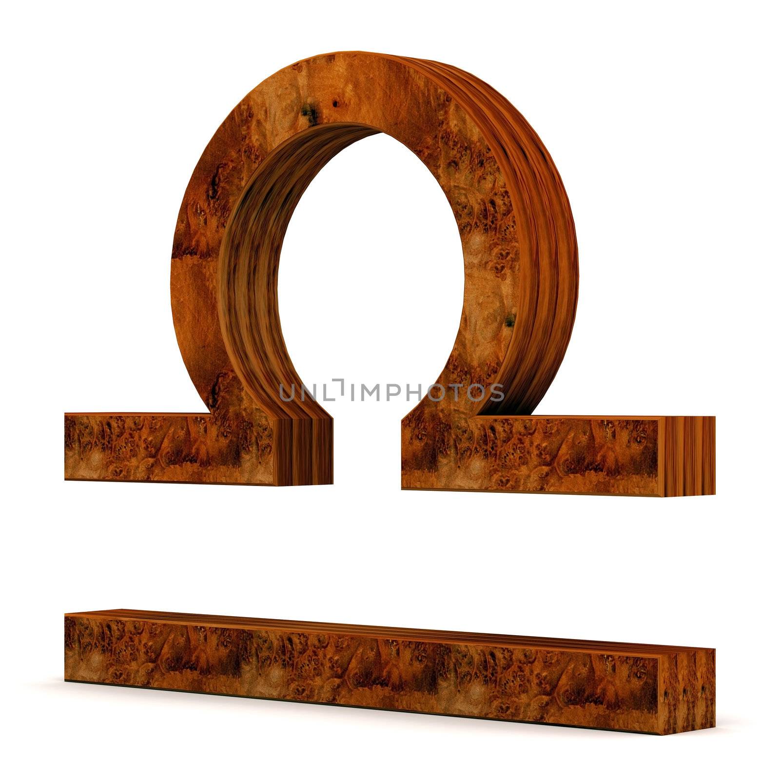 wooden picture zodiac sign on white background