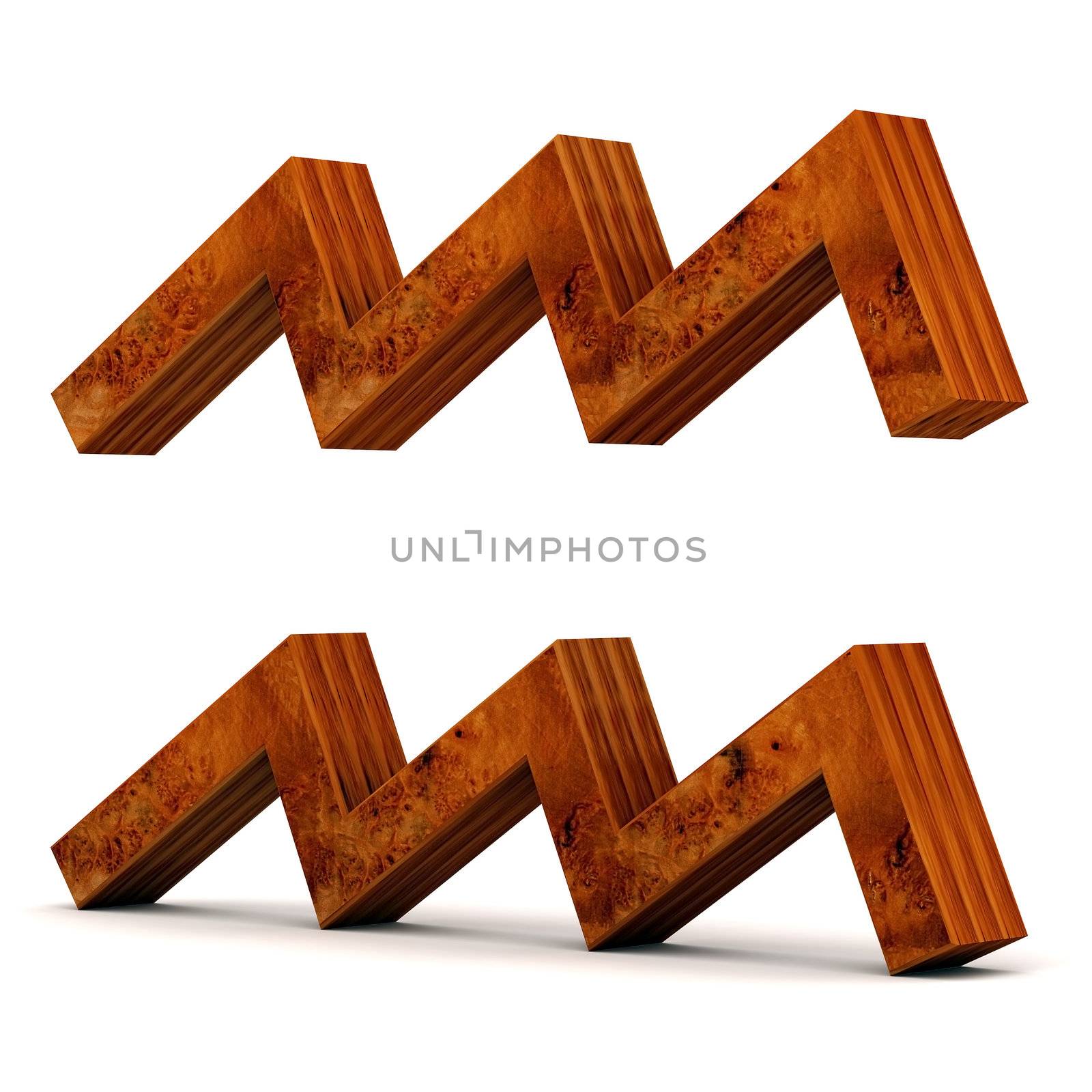 wooden picture zodiac sign on white background