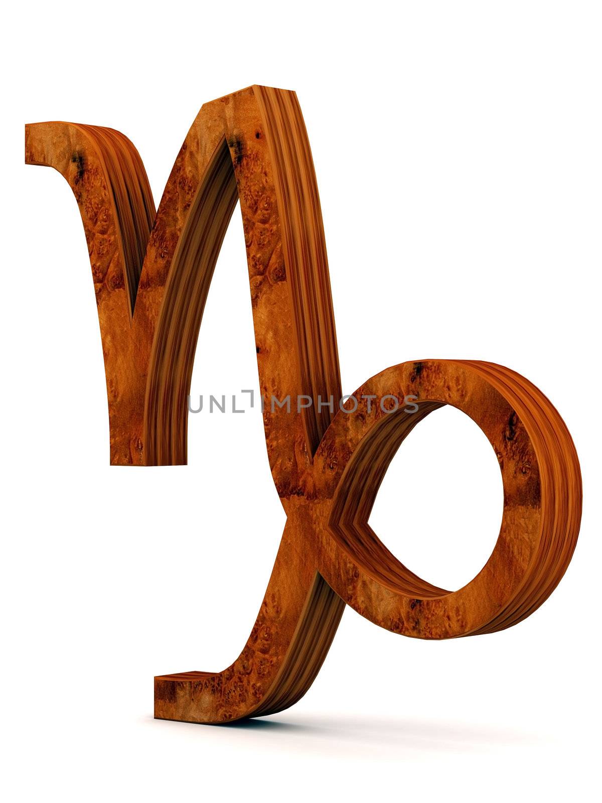wooden picture zodiac sign on white background