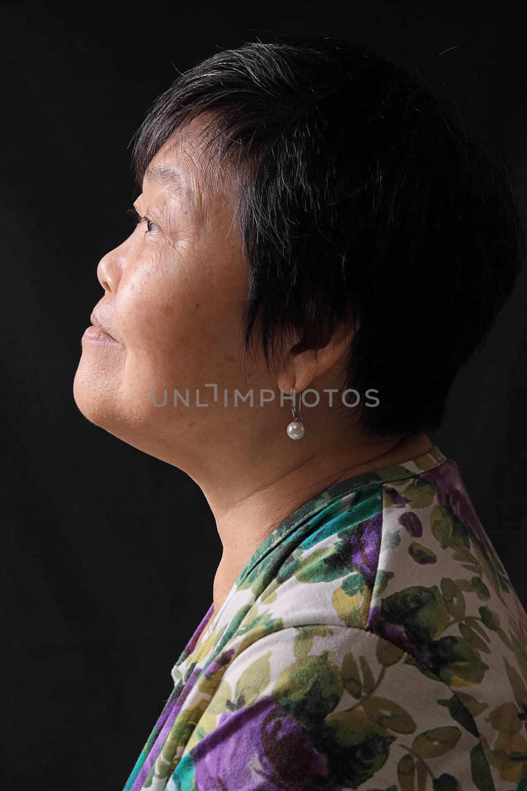 asian woman on black background  by cozyta