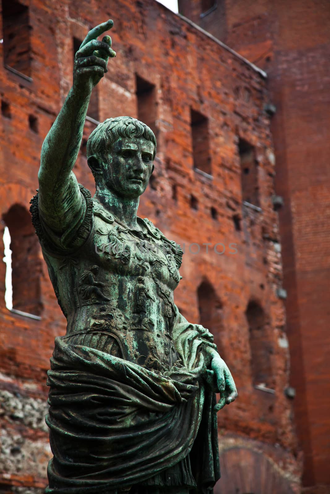 Detail of Porte Palatine in Turin - Italy. Roman empire.