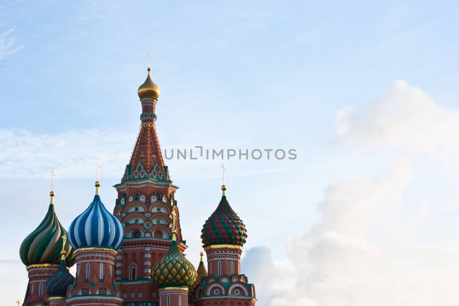 Architectural detail of St Basils Church in Moscow - copy space