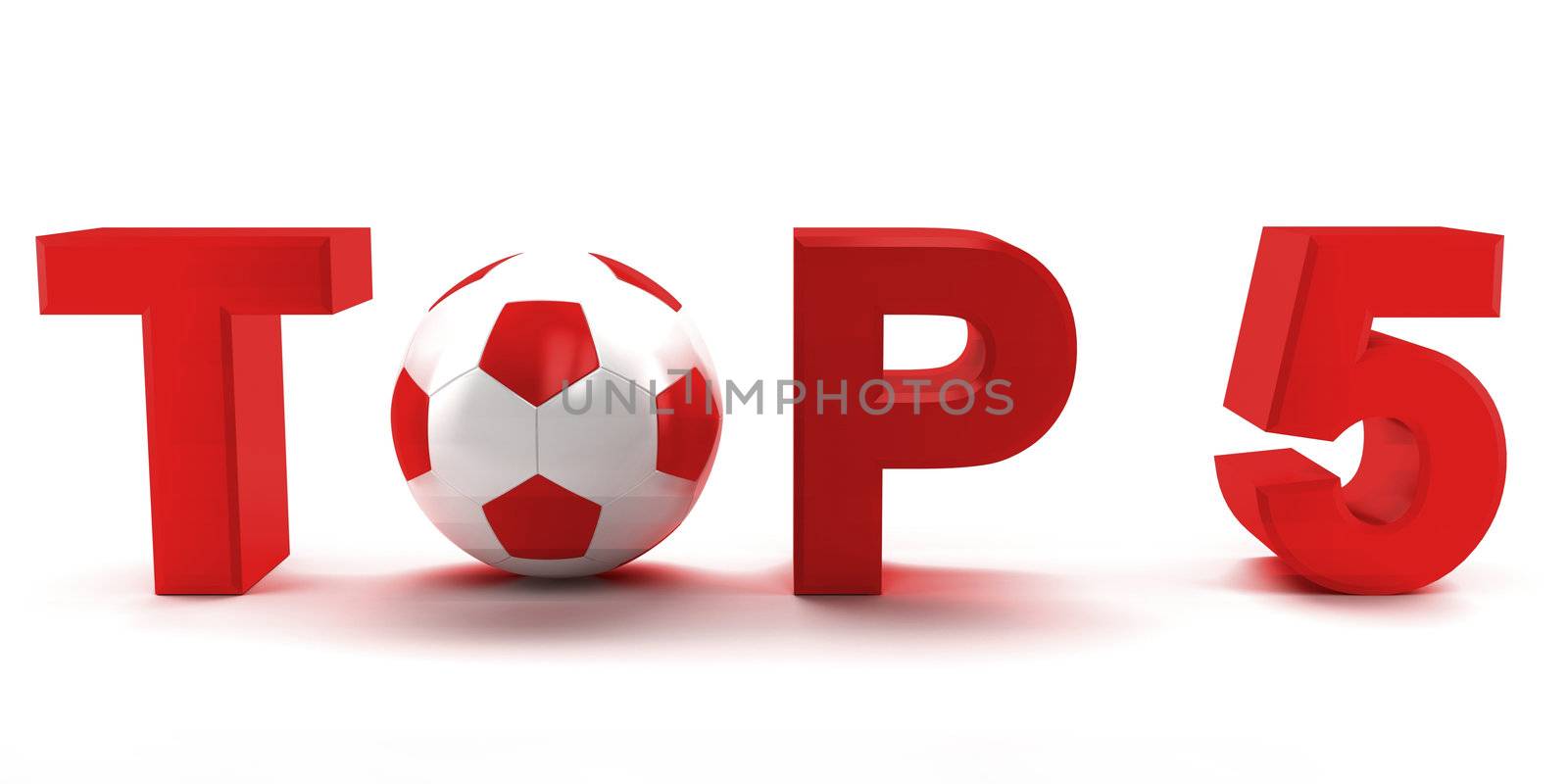 Text TOP 5 with football (soccer) ball instead letter O