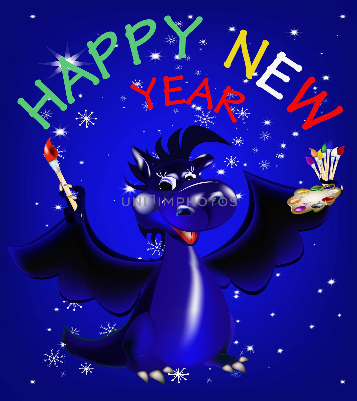 Dark blue dragon-New Year's a symbol of 2012 by sergey150770SV