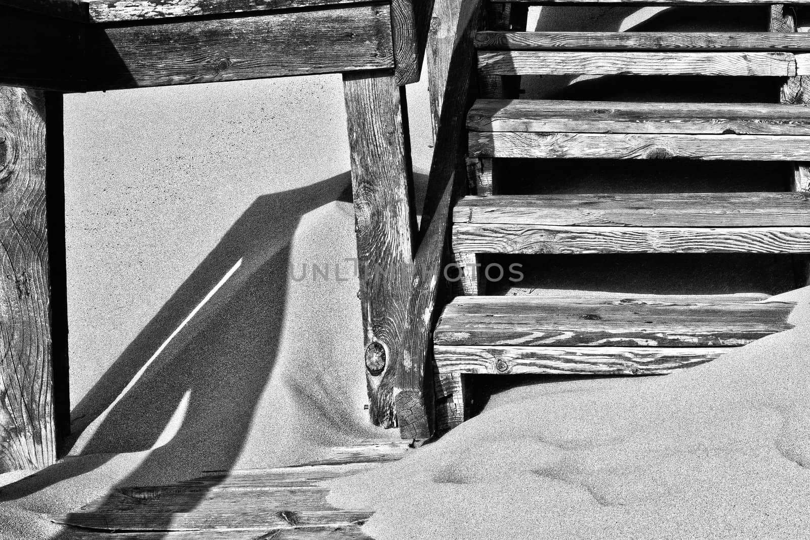 Abstract image showing detail of wooden beach stairs