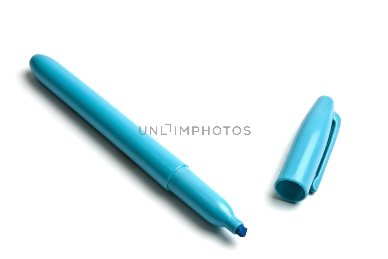 A blue highlighter isolated on white background