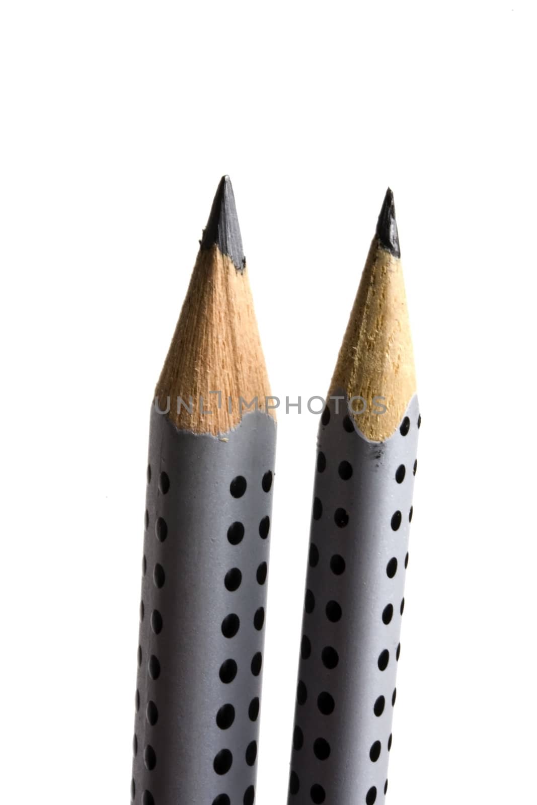 pencils on focus isolated on white