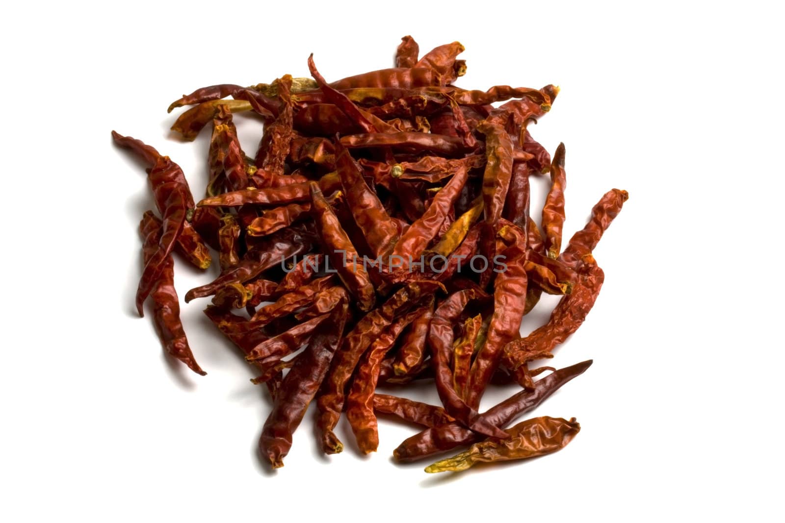 Dried red chilli isolated on white