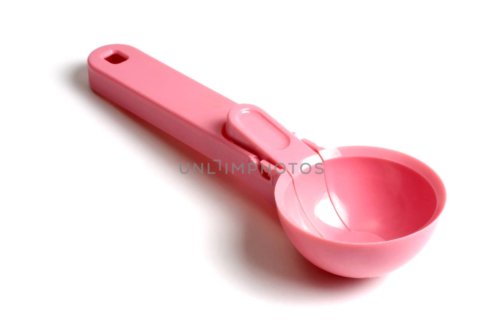 Pink ice cream scoop isolated on white background