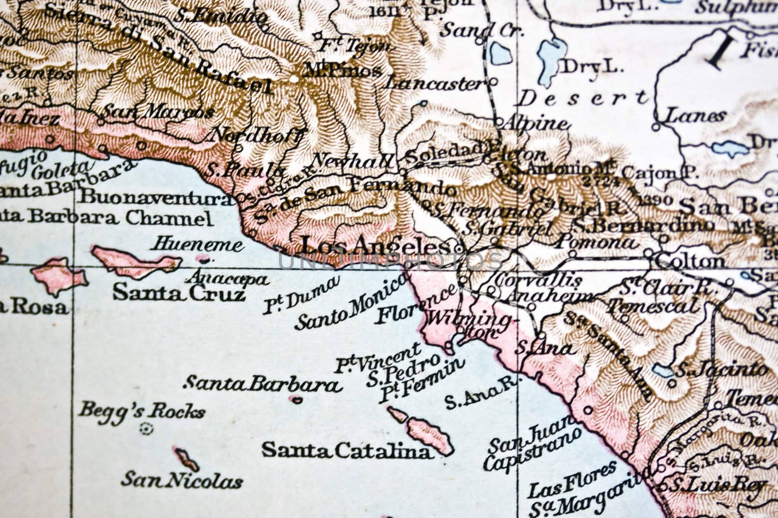 Acient map of Los Angeles. Handmade in 1881