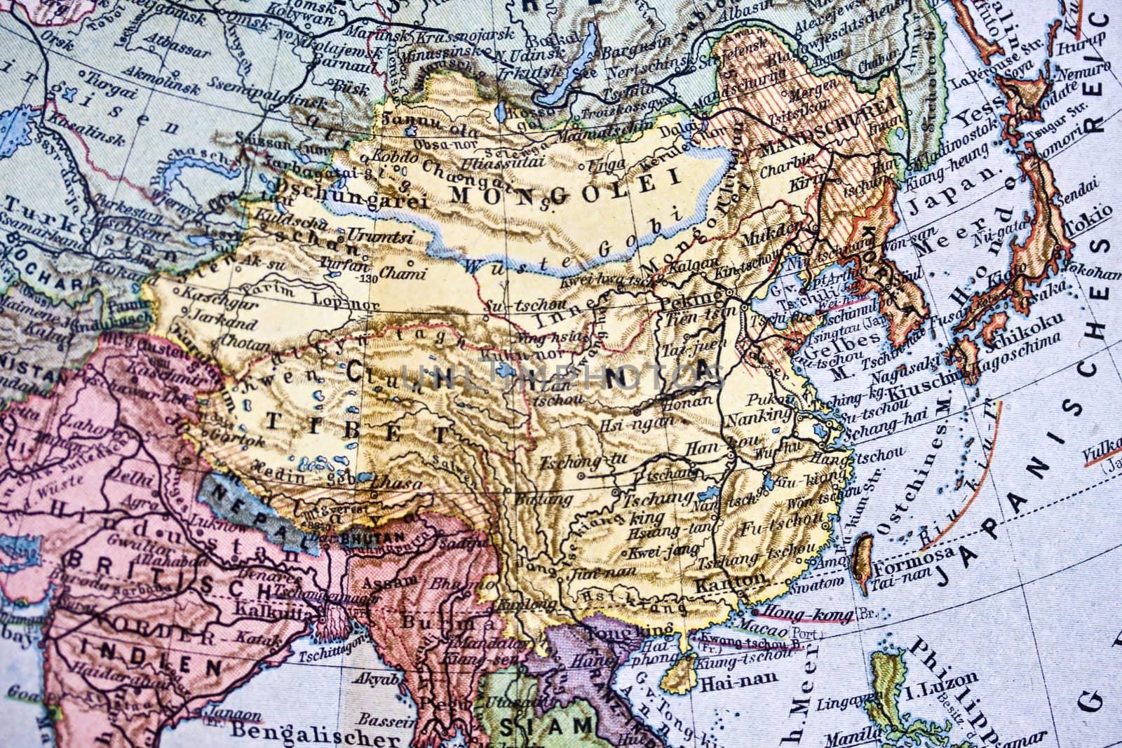 Ancient map of China. Handmade in 1828