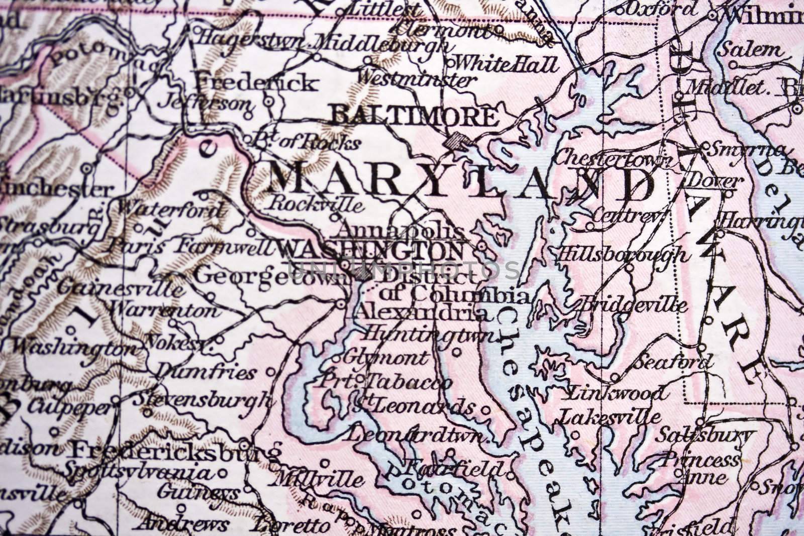 Ancient map of Washionton DC .Handmade in 1881