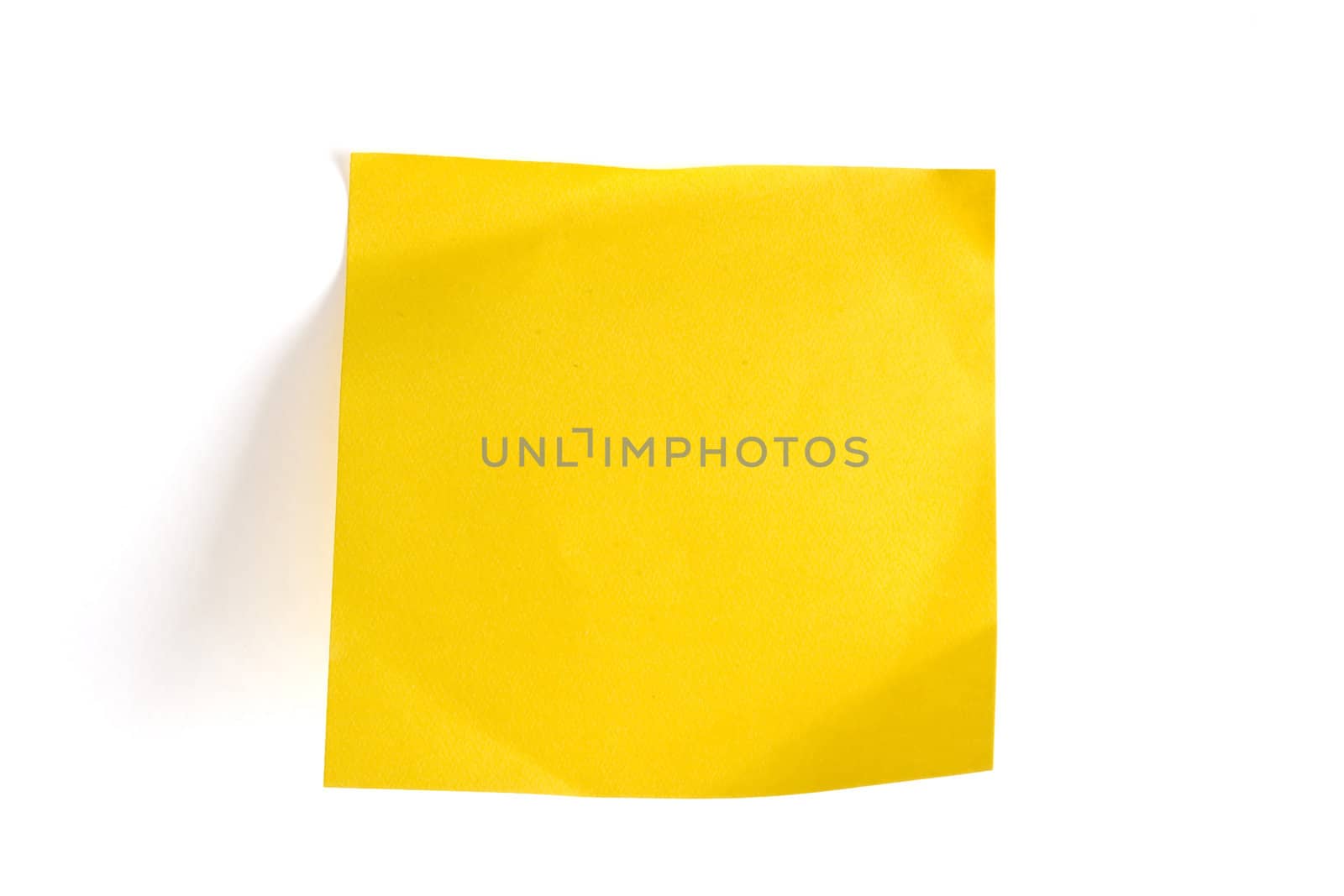 Blank yellow memo note isolated on white