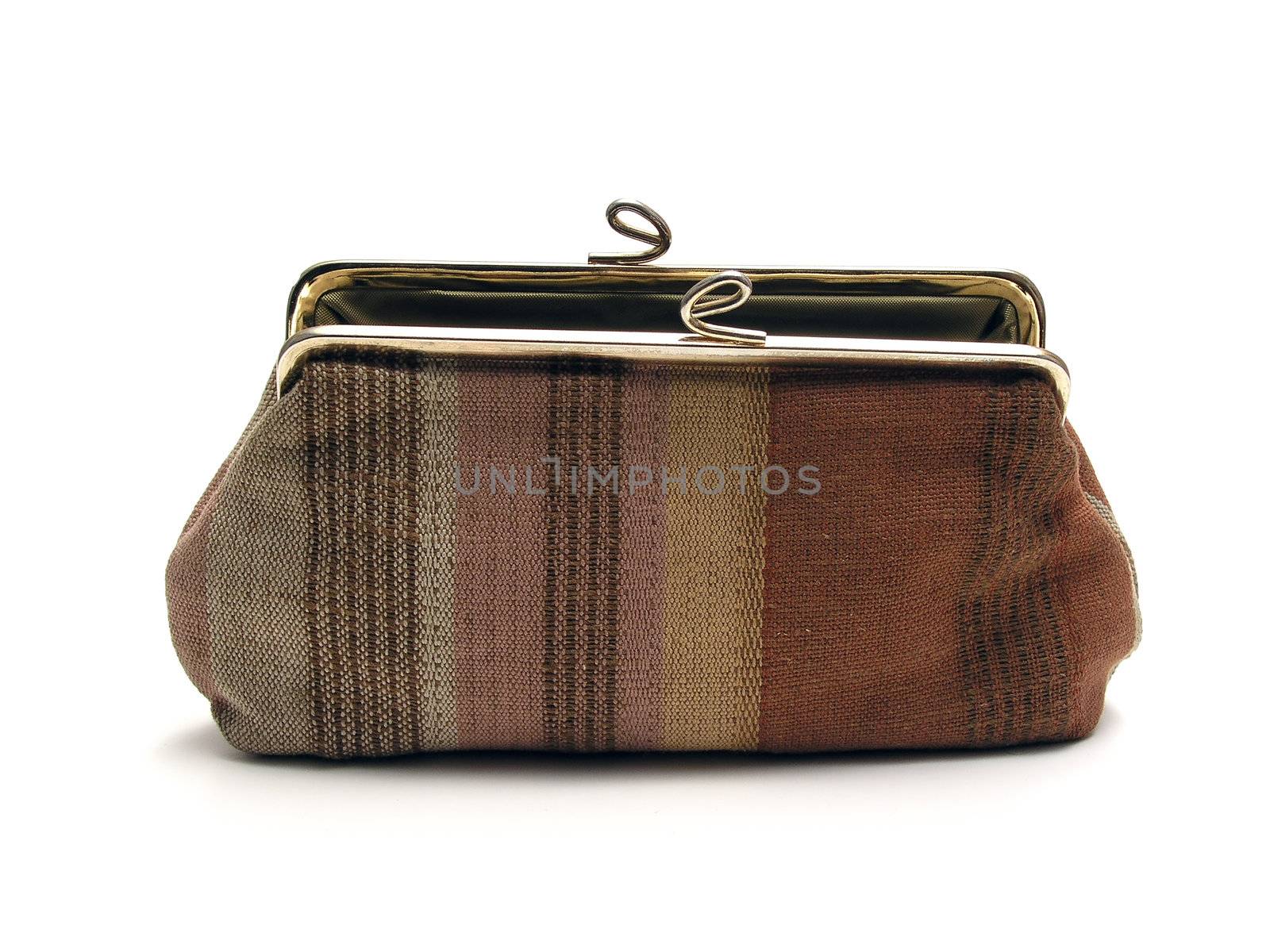 Old purse isolated on white background