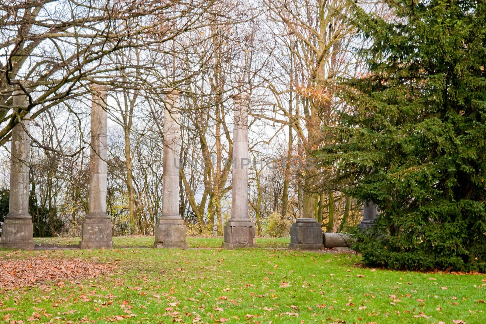 Park and columns in Aachen, Germany