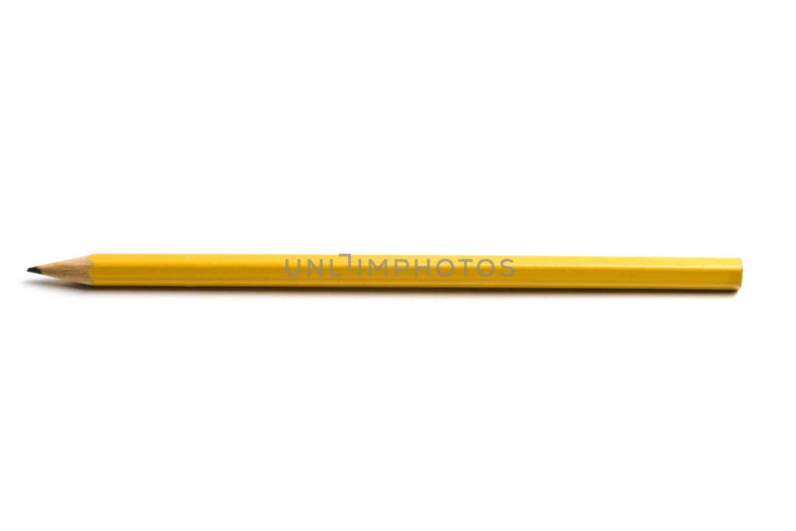 Wooden yellow pencil isolated on white background 