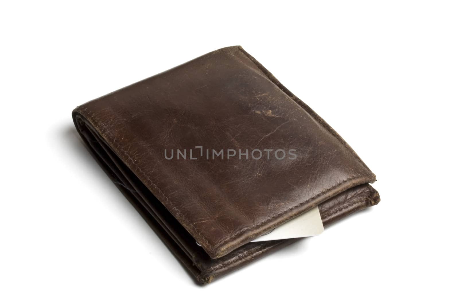 Brown wallet with credit card by ibphoto