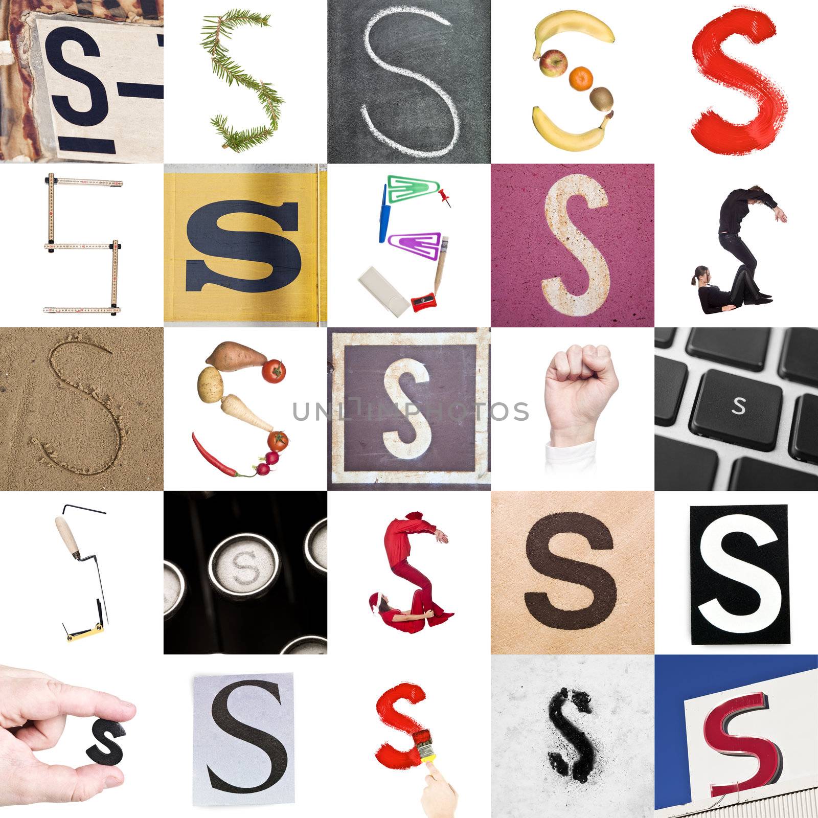 Collage of images with letter S