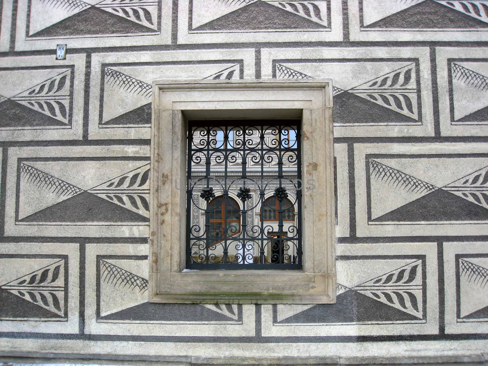 Texture of the wall with a window in Prauge 