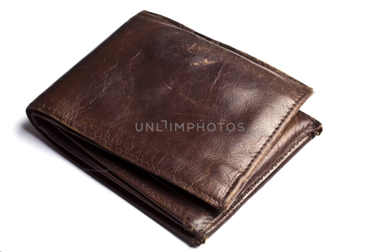 Old Brown wallet isolated on white background 
