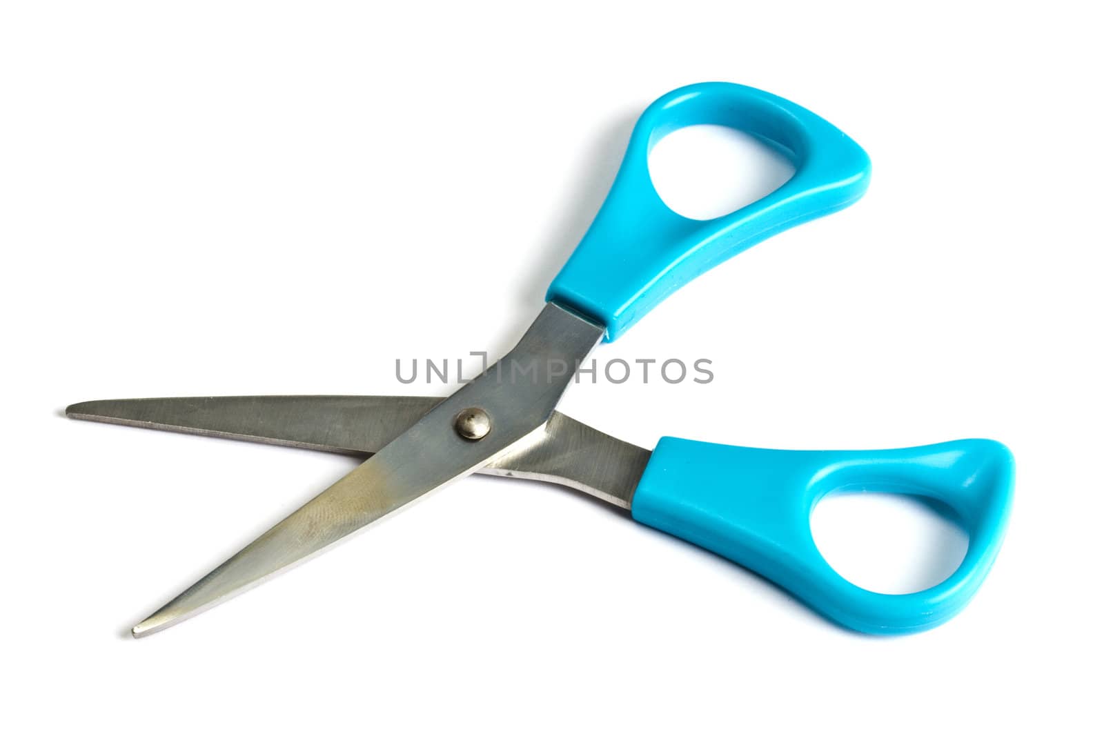 Blue scissors isolated on white background 
